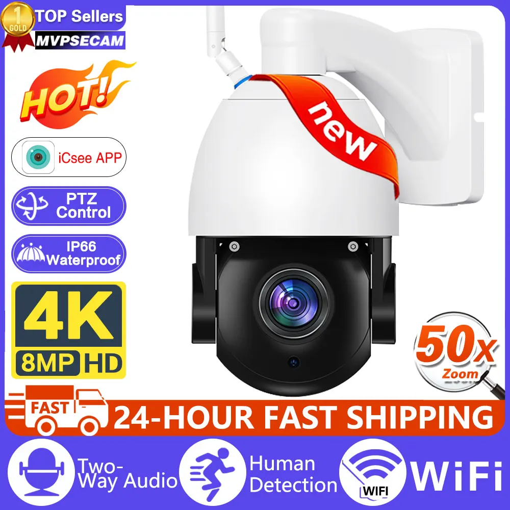 

Smart 4K 8MP WiFi Security IP Camera Outdoor Wirelss Video Camera 50x Optical Zoom Surveillance Network Wireless CCTV PTZ iCSee