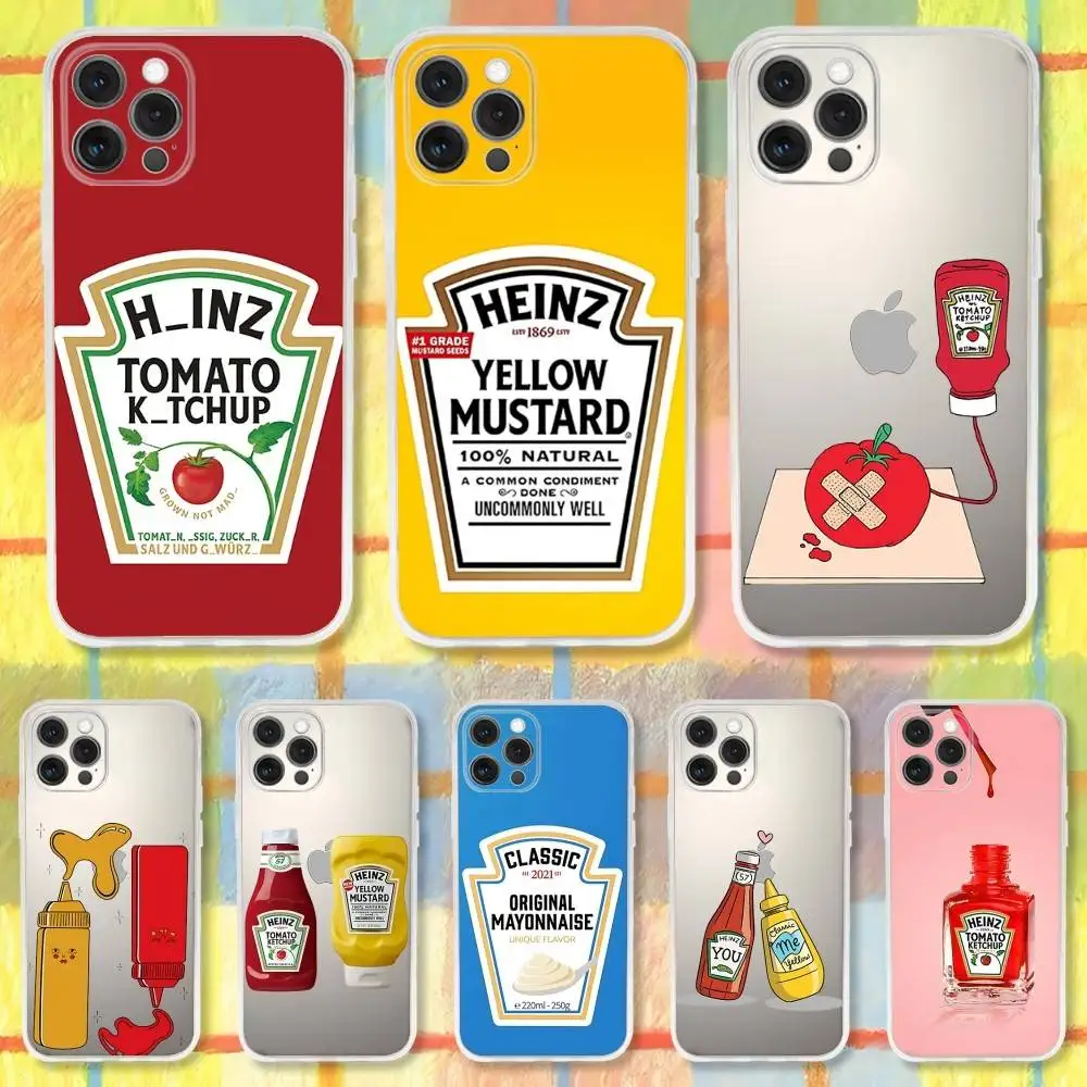 H-Heinz Tomate Ketchup-funda de teléfono mostaza para iPhone 16,15,14,13,12,11 Pro,Max,Plus,X,XS,XR,SE,Mini silicona transparente suave