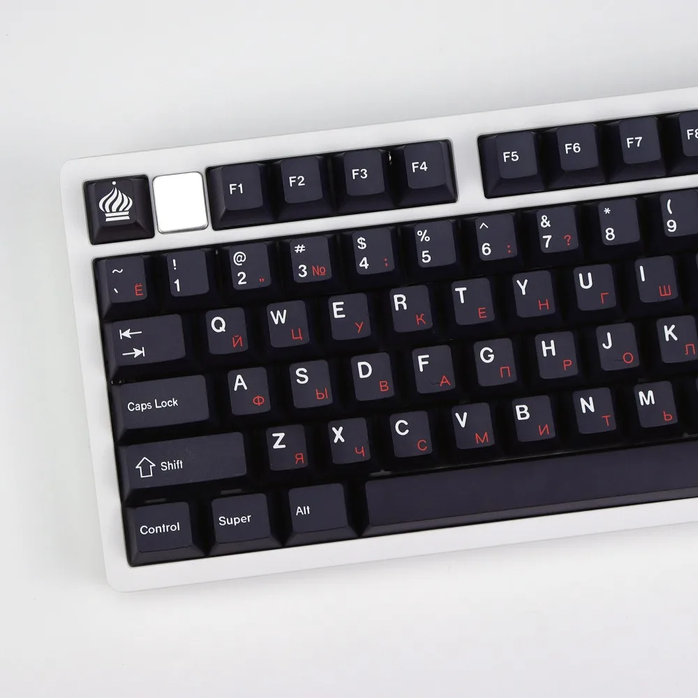 

GMK Russian Black White and Red Themed Keycaps PBT Cherry Profile Mechanical Keyboard Keycaps Game Accessories Front Carve Gift