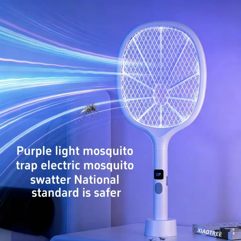 

Электрическая мухобойка 3-в-1: лампа-уничтожитель комаров и насекомых, 3800В, перезаряжаемая через Type-C, для уничтожения комаров и мух