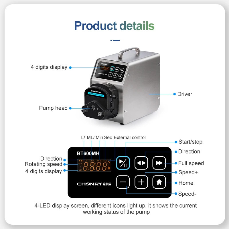 CHONRY Digital Peristaltic Pump For Liquid Transferring BT300MH
