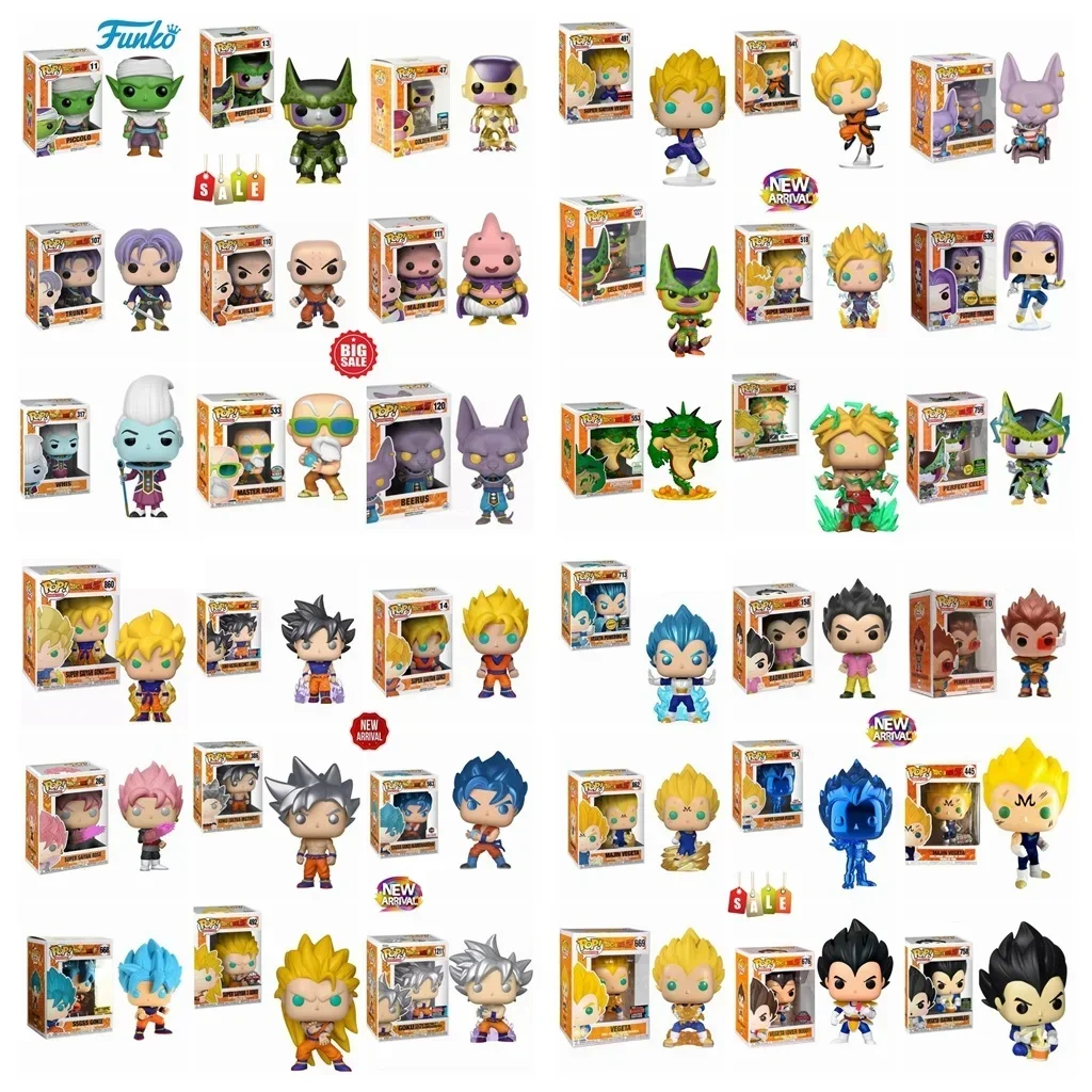 Funko Pop Dragon Ball Z New Full Patterns Goku Vegeta GOHAN 518 PORUNGA Future Trunks BEERUS CELL VEGITO Vinyl Figure Model Toy