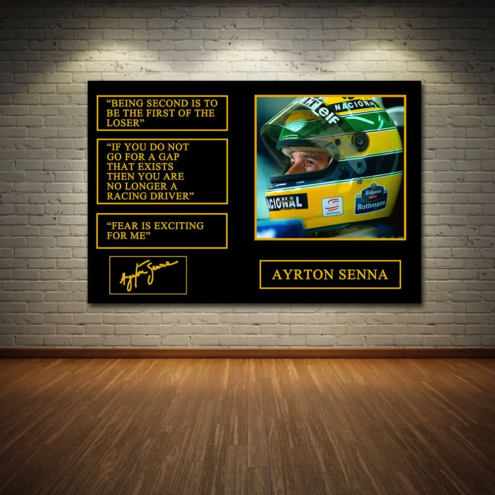 

F1 Ayrton Senna Portraits Canvas Painting and Posters Prints Wall Art Pictures For Living Room Home Decoration Frameless