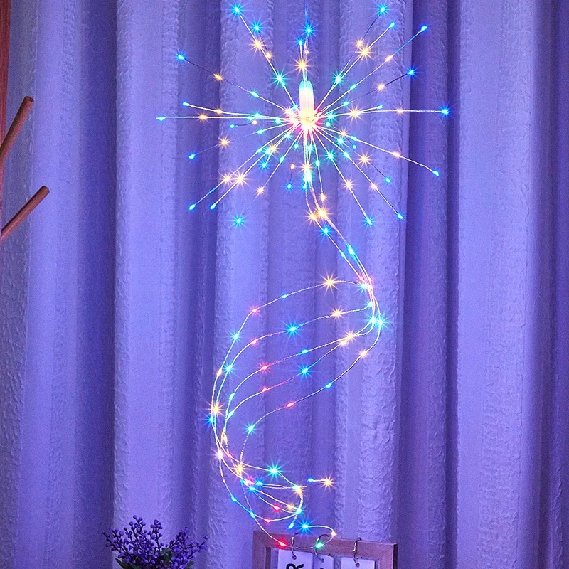 Batterij-aangedreven LED Fairy Vuurwerk Lichtslingers Afstandsbediening 8 Modi Outdoor Garland Light voor Tuinfeest Bruiloft Vakantie Decor