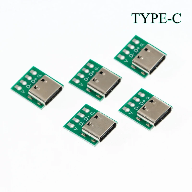 5/10PCS Female Connector USB3.1 Type C Breakout Board with PCB Converter Board for Data Line Wire Cable Transfer