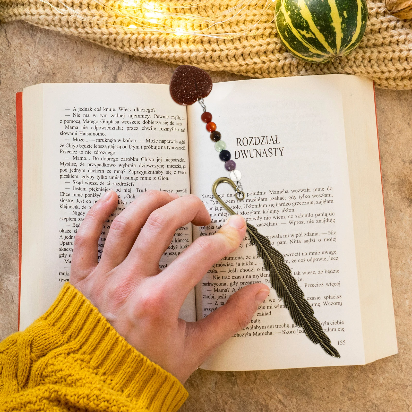 

Metal Stone Bookmarks Vintage Natural Gemstone Leaf Tassel Metal Bookmark Decorative Page Marker Gifts Study Helper