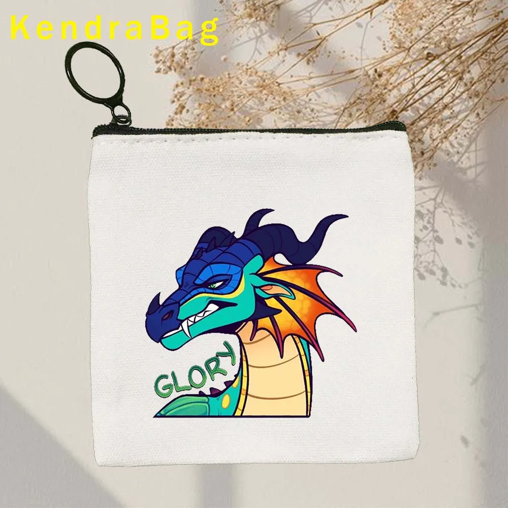 Cute Cartoon Dragons Wings of Fire Fan Gifts Glory Peril Sunny Tsunami Turtle Canvas Coin Purse Key Case Bag Wallet Zipper Pouch