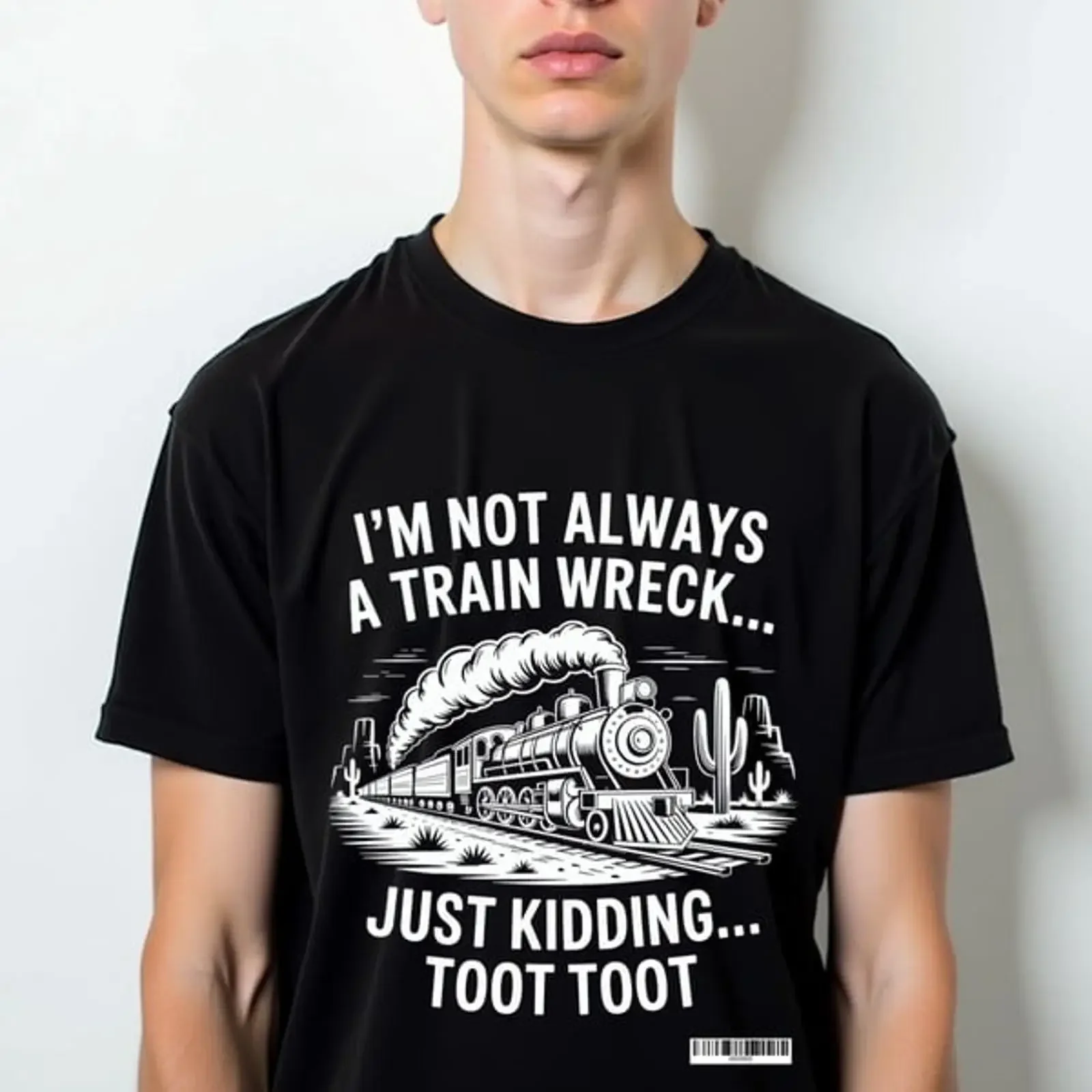 I'm Not Always A Train Wreck Just Kidding Toot Funny T Shirt Retro Black vintage Washed Versatile fashion Casual