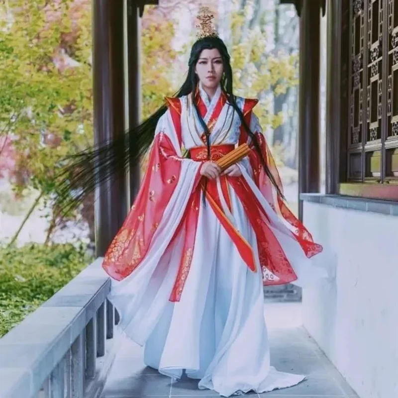 Xie Lian Yue Shen Cosplay Antique Novel Tian Guan Ci Fu Hanfu Platinum Peacock Costumes Hua Cheng Outfits for Halloween Party