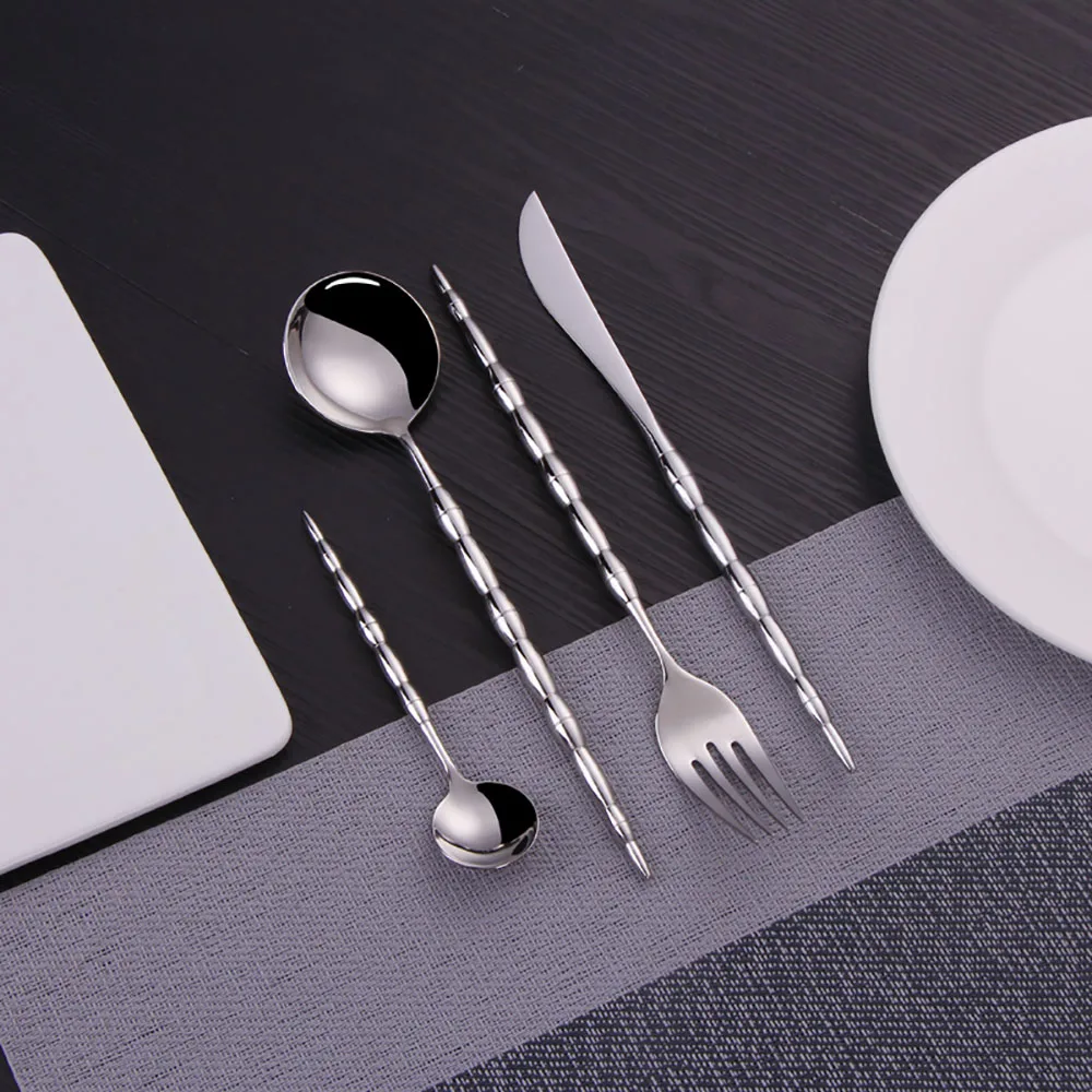 Stainless Steel Western Tableware Set Gold Cutlery Knife Fork Spoon Silver Dinnerware Mirror Kitchen Utensils 20 24 32Pcs