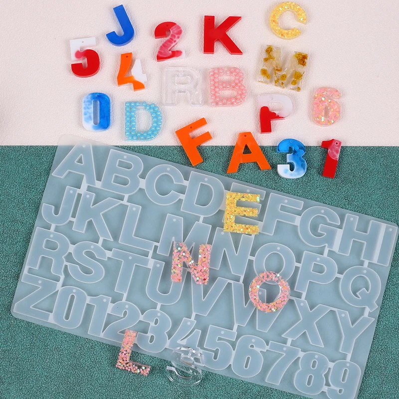 Letter Number Keychain Silicone Mold with Hole DIY Alphabet Pendant Earring Jewelry Crafts Casting Epoxy Resin Mold