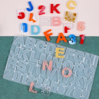 Letter Number Keychain Silicone Mold with Hole DIY Alphabet Pendant Earring Jewelry…