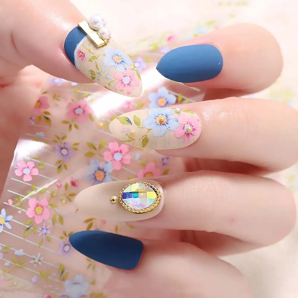 Slider Manicure Accessori per nail art Adesivi per unghie floreali Decalcomanie di carta per trasferimento Decalcomanie per unghie olografiche Lamine per unghie con fiori