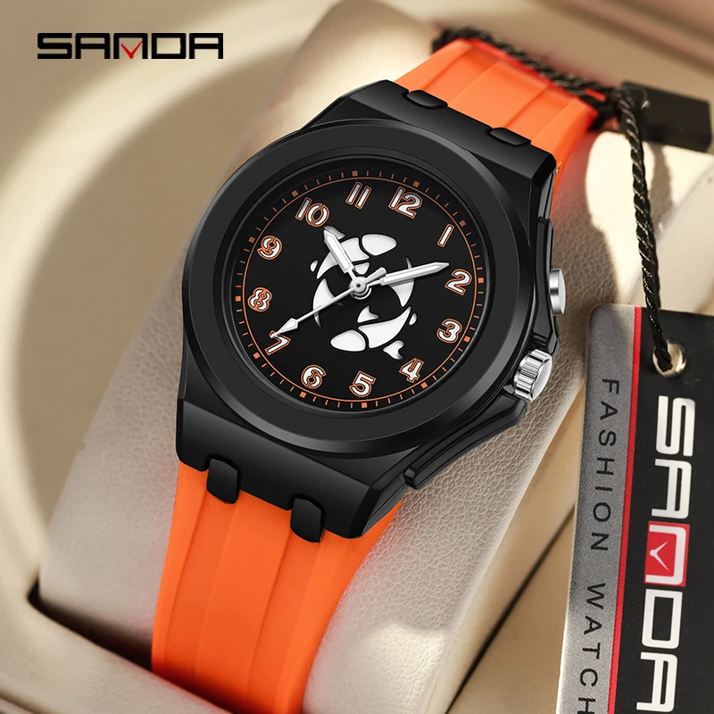 SANDA Twelve Astrological Ladies Lovely Kids Quartz Watch Fashion Silicone Sports Watch Students Quartz Watch Boys Girls Gift