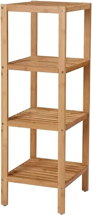 

NEW 4-Tier Bamboo Bathroom Shelf Narrow Shelving Unit Multifunctional Storage Rack Corner Rack for Kitchen Living Room