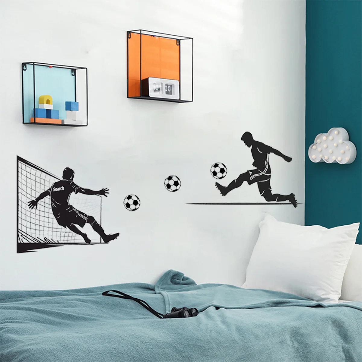 Football-Themed Boys' Wall Decal - Self-Adhesive, Removable PVC Sticker for Bedroom & Living Room Decor