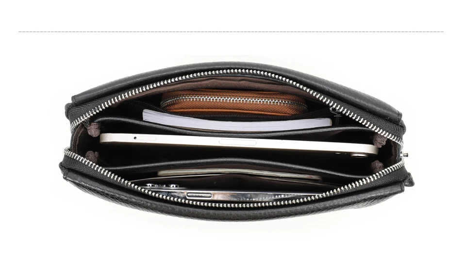 CONTACT'S Herren-Clutch mit Passwortschloss-Design, Langlebige Handtasche mit Reißverschluss, Herren-Geschäftslangbörse aus Echtleder, Handytasche – Detail 12