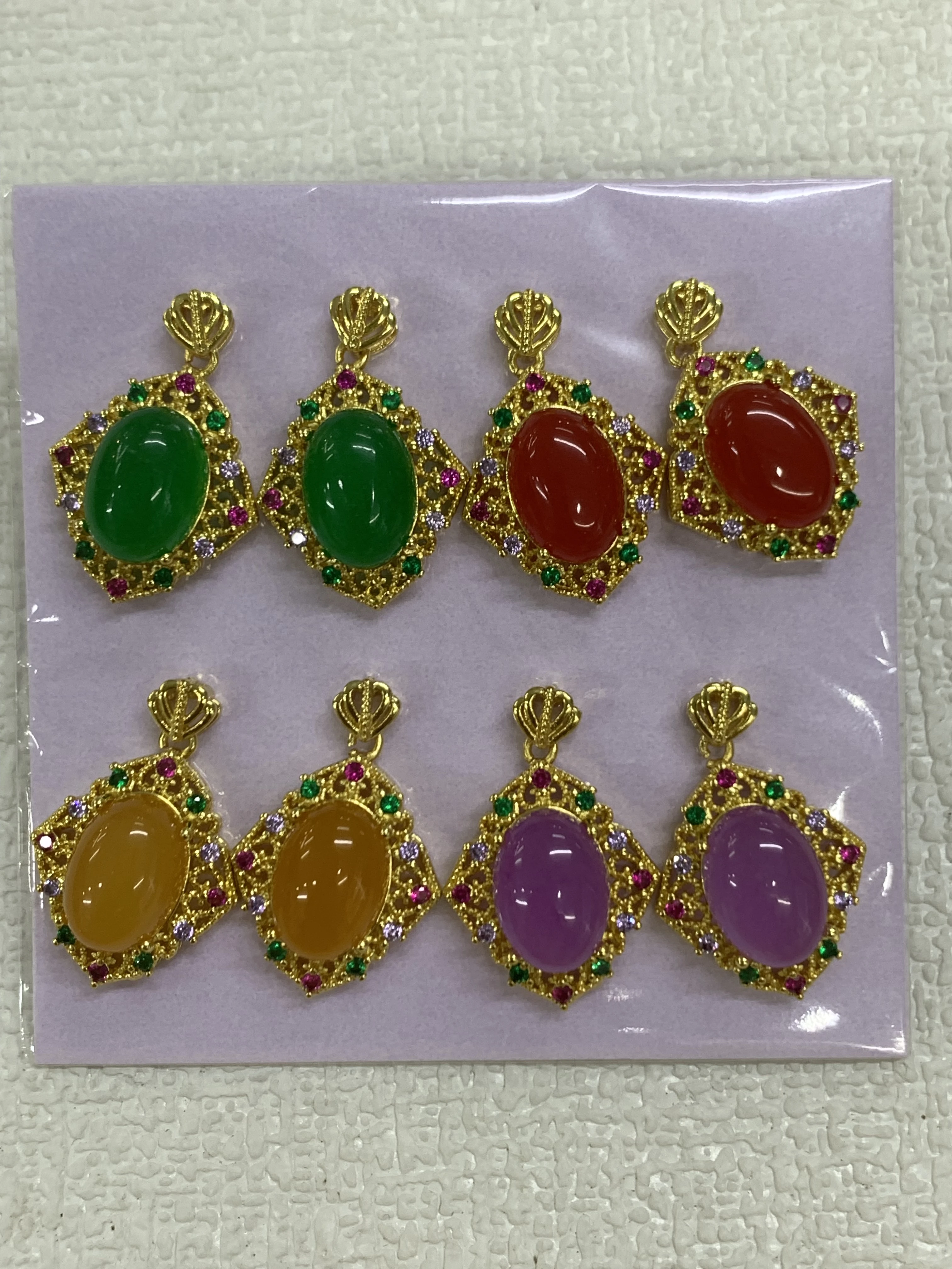 1pcs/lot Natural Jade Earrings Red green yellow purple 925 silver-clad gold inlay Gifts for women Design jewelry Accessories