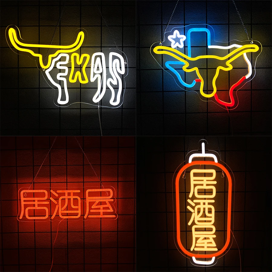 Texas Led Neon Sign, Texas Longhorn Icon Bar Sign, Suitable For Western Bedroom Club Party Men'S Cave Game Room Decor Gifts.