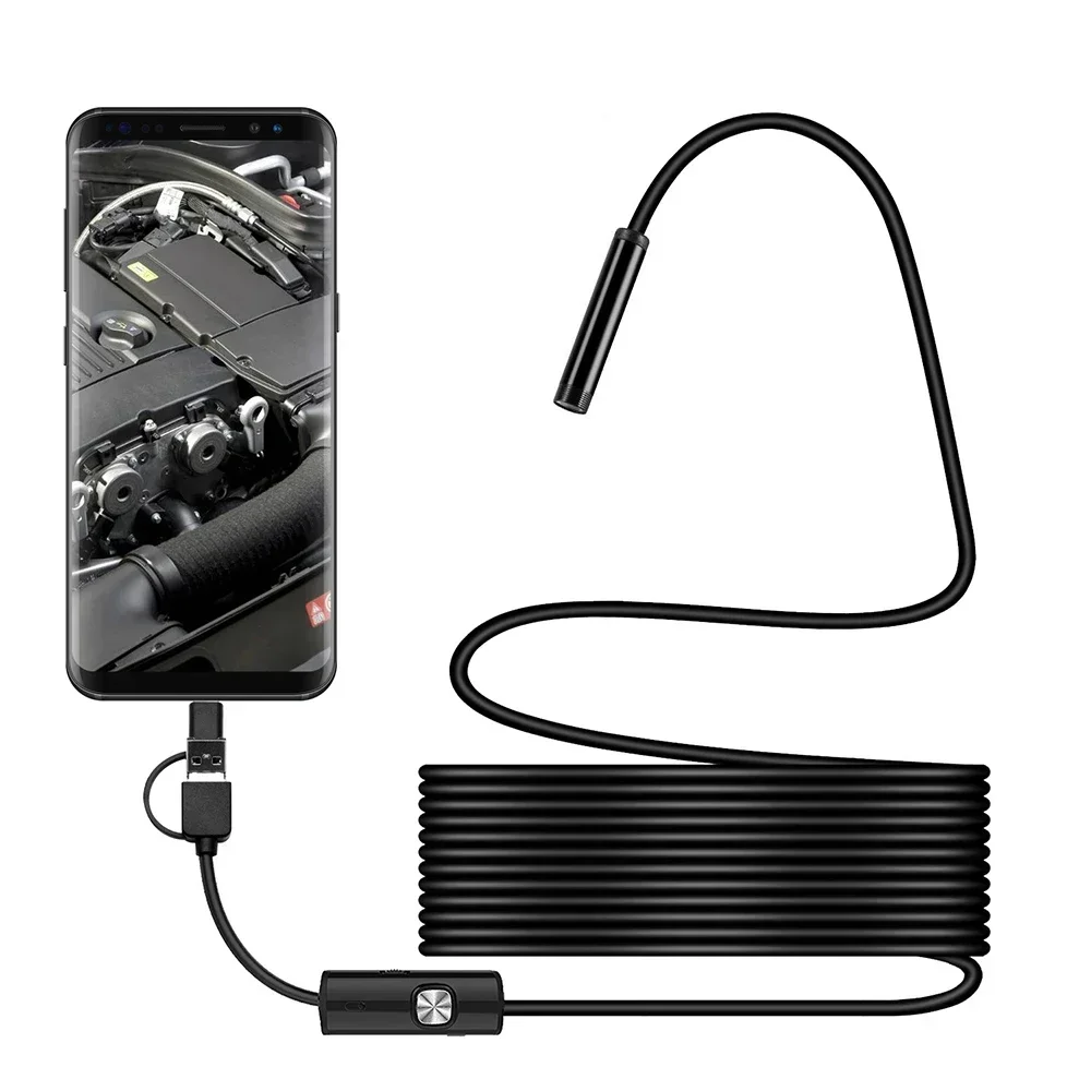 7mm Endoscope Camera 3 in 1 Micro USB/Type-C Borescope Mini Camera Waterproof LED Car Inspection Cameras For HUAWEI XIAOMI PC