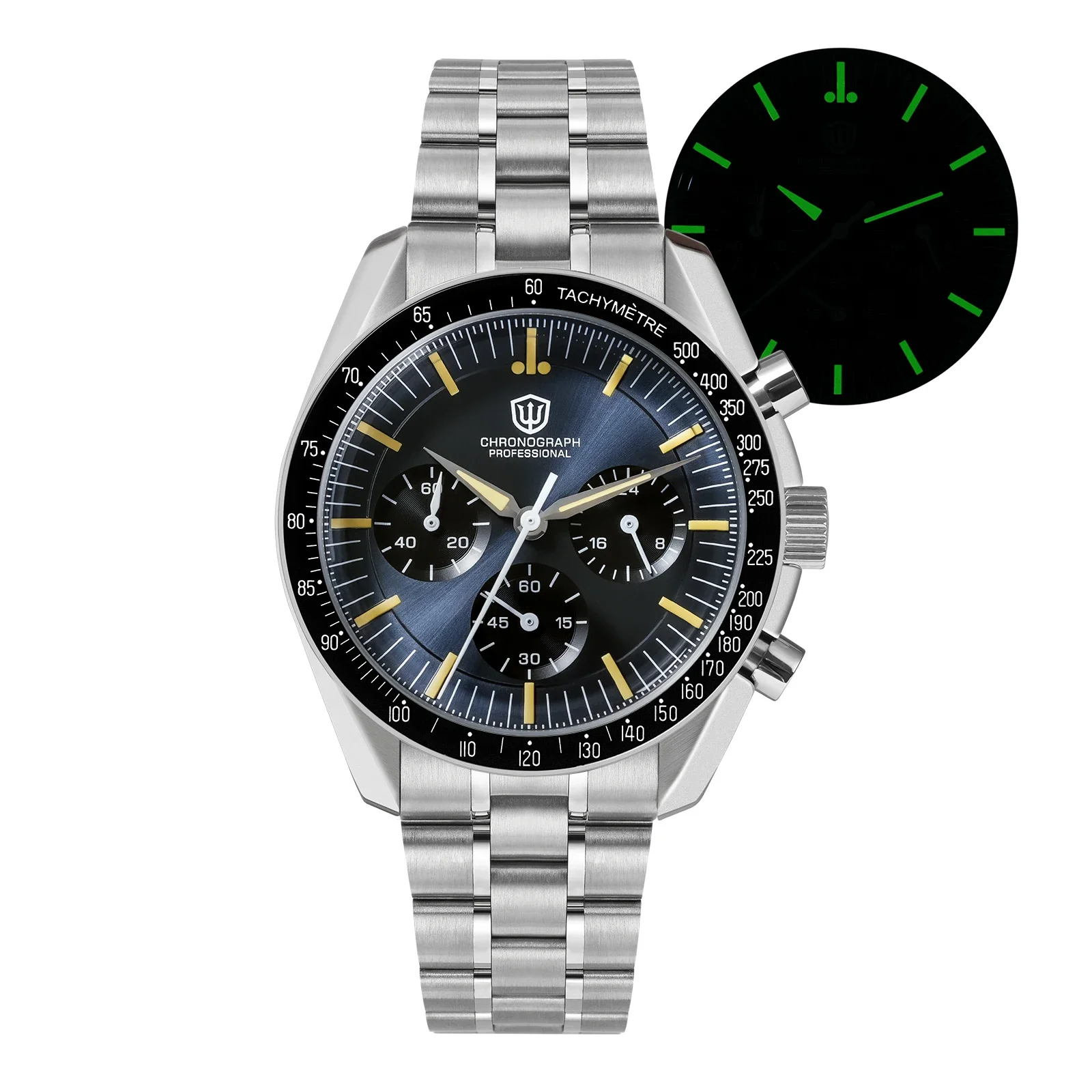 

Watchdives WD1863 Quartz Watch VK63 Chronograph Movement Bubble Sapphire Crystal 10Bar Waterproof Luminous 39mm Vintage Watches