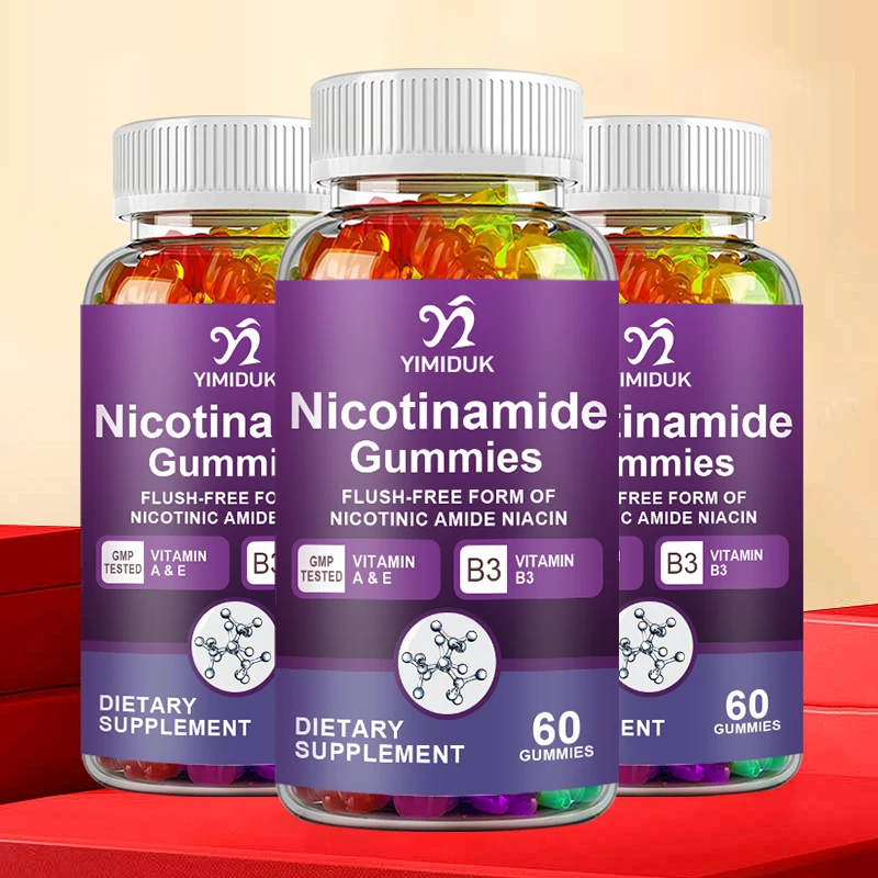 

Жевательные конфеты с никотинамидом и коллагеном - для поддержки кожного барьера, укрепления волос и здоровья ногтей, с цинком и селеном, 60 штук.