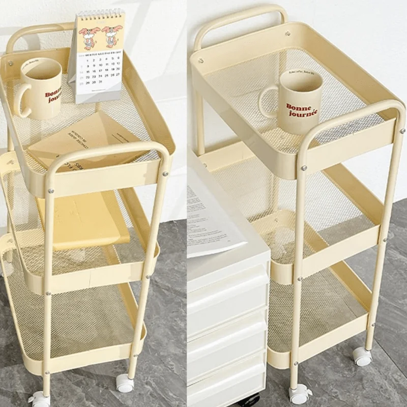 Instagram-worthy Terrazzo Macaron-colored Three-tiered Trolley - with Casters for Kitchen and Bathroom Storage, Coffee Table