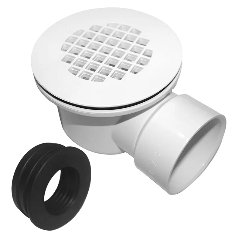 Low Profile Shower Base Drain with Perforated Strainer Side Outlet Shower Drain Side Outlet Drain Assembly