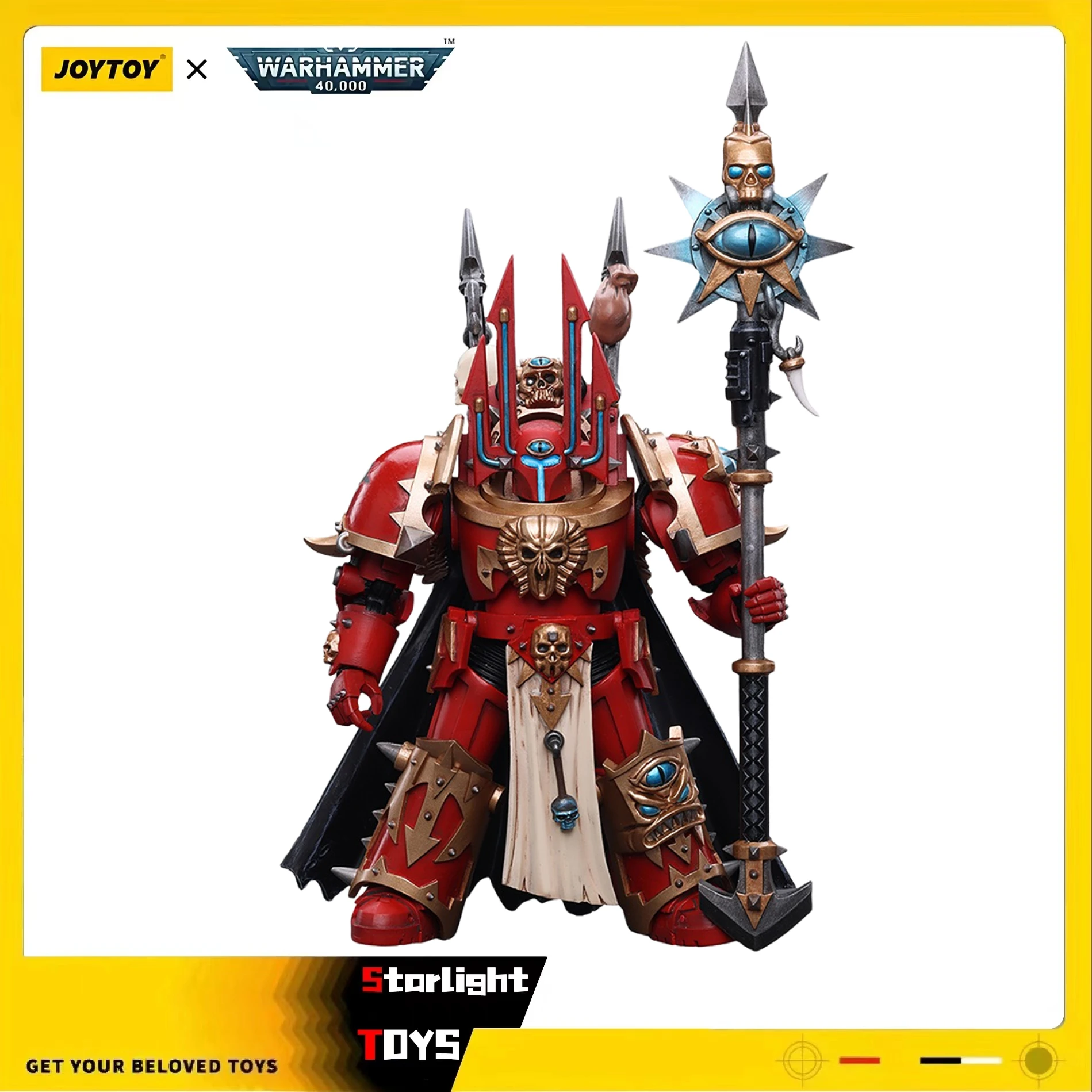 

JOYTOY 1/18 Action Figure Warhammer 40K Chaos Space Marines Crimson Slaughter Sorcerer Lord in Terminator Armour Model Toy Gifts