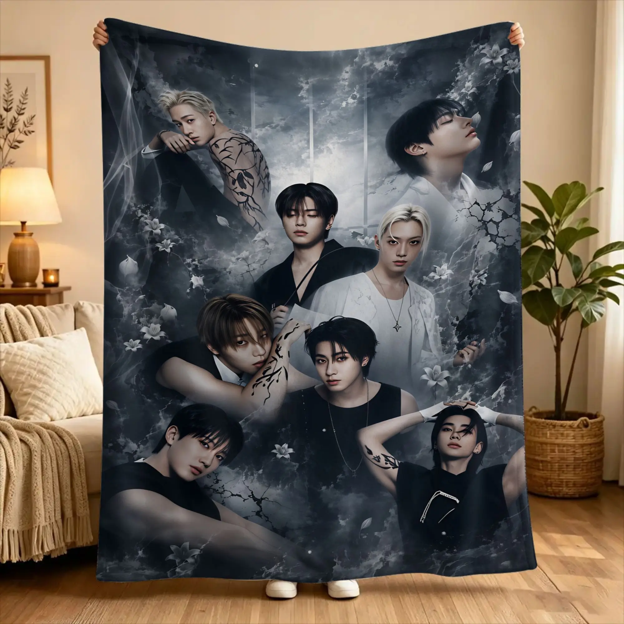 KPOP S-Strays Blanket Quality Warm Soft For kids  Throw Blanket Spring Picnic Couch Chair Sofa Bed Pattern Bedspread
