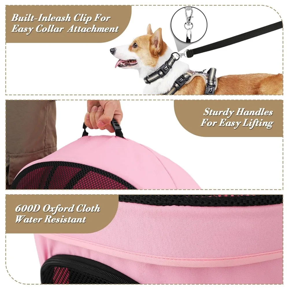 Kereta Dorong Anjing untuk Anjing Kecil/Sedang, Kereta Dorong Hewan Peliharaan Lipat dengan Carrier yang Dapat Dilepas, Kereta Dorong Kucing Portabel untuk Perjalanan