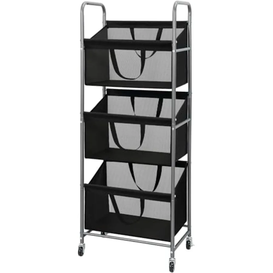 

Трехуровневая вертикальная корзина для белья на колесиках с вынимаемыми мешками, 120 л, штабелируемая, для сортировки белья, с колесами