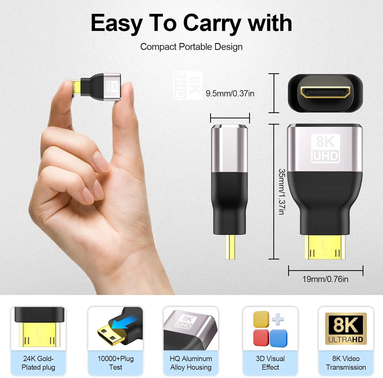Kép 5: Hdmi-compatible Adapter típusa C micro/mini HDMI kelt HDMI Adapter 8K 60hz 4K HDMI átalakító számára HDTV Notebook PS5