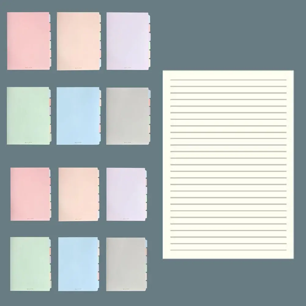 New A5/B5 Color Binder Notebook Soft Notebook Refillable Line Notebooks with Pastel Index Divider Student Stationery