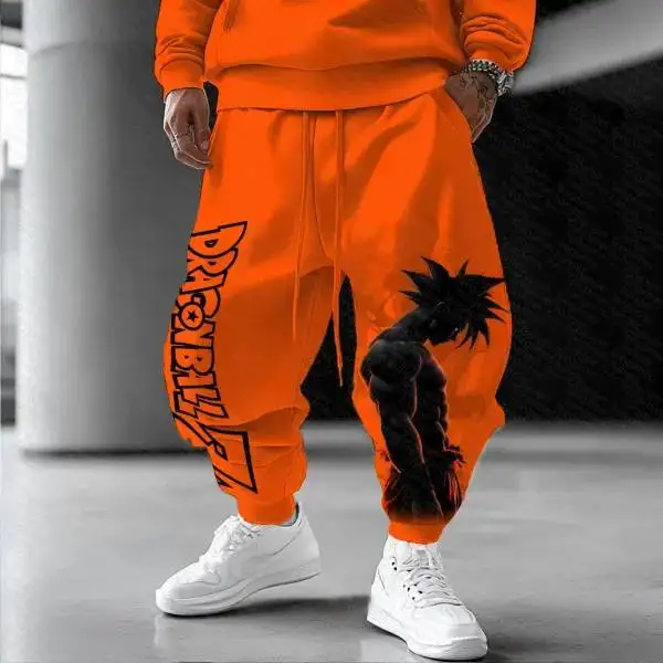 Goku Print Harem Pants Cotton Anime Trousers Unisex Extra Large Size Wide Leg Joggers Loose Fit Casual Fashion Style