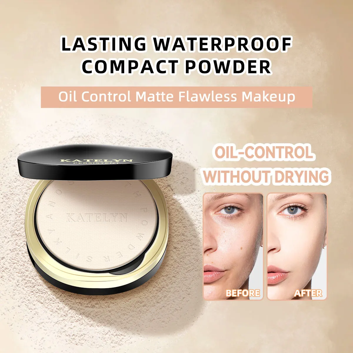 Long-Lasting Matte Finish Translucent Makeup Compact Powder for Oily Skin - Instant Skin Matting Setting Powder