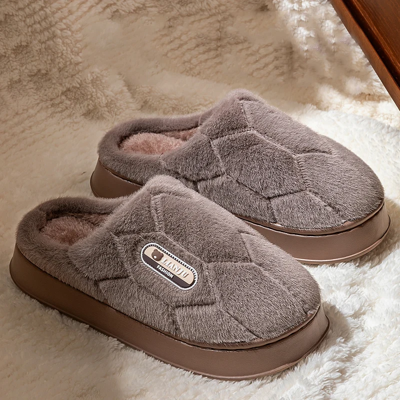 

Winter Couple Indoor Non-slip For Men Women Flip Flops Warm Slippers Home Slides Casual bedroom Soft Shoes Big Size 50 51