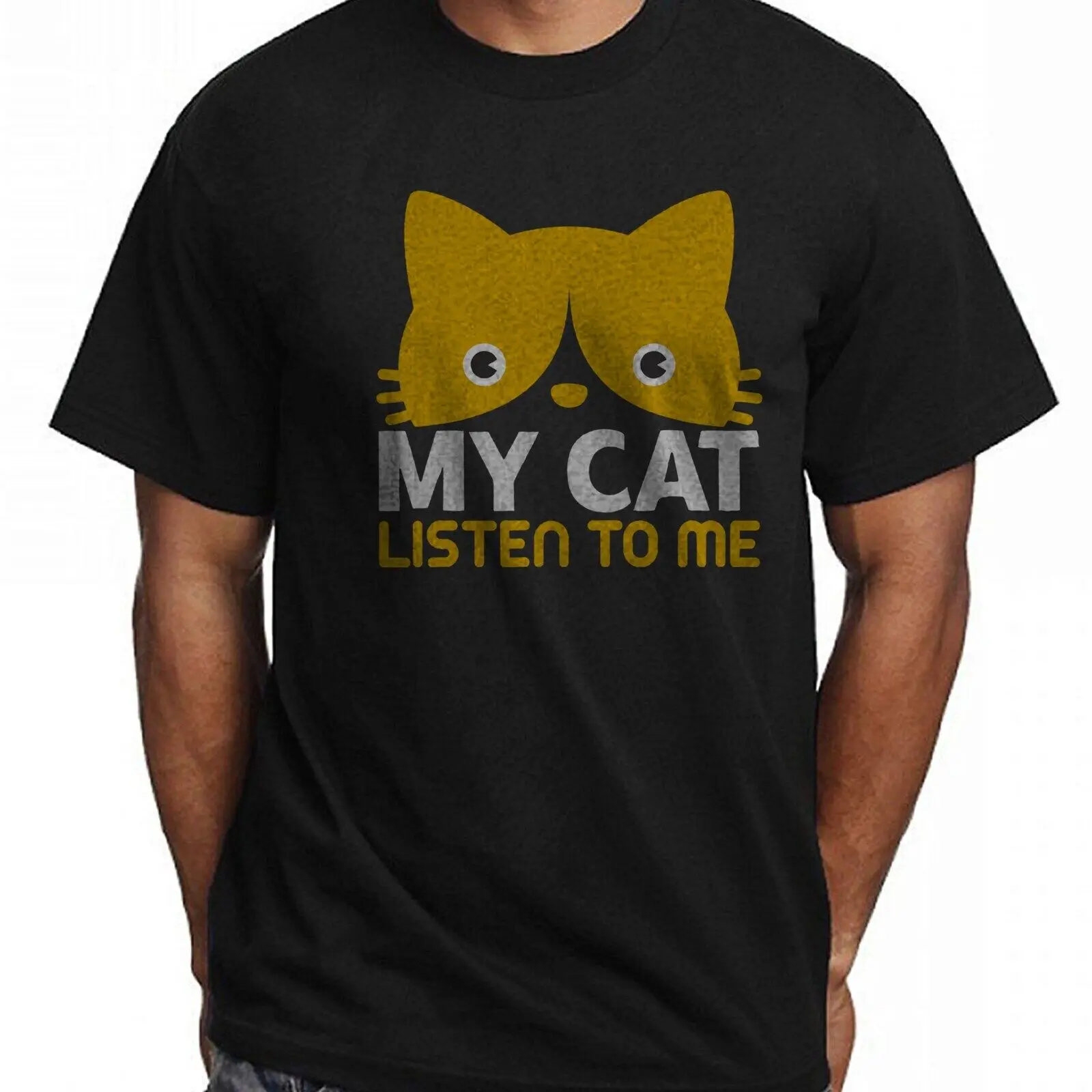 Cat Listen Shirt, T-Shirt Hip Hop, Halloween And Street Style Suitable For Men A