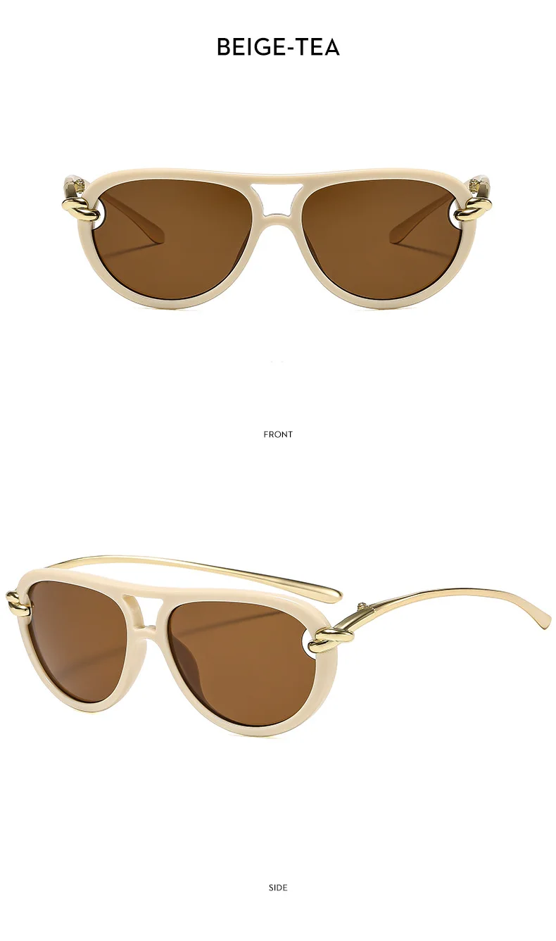 Mode Knoten Doppel Strahl Pilot Sonnenbrille Luxus Marke frauen Personalisierte Sonnenbrille Outdoor Straße Casual Einfache Sonnenbrille – Detail 17