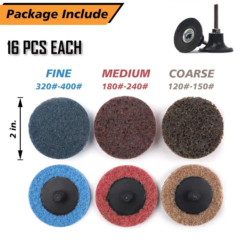 30 buah 2 inci 50mm amplas cakram gulungan Kunci Abrasive Pad tipe-r perubahan cepat permukaan cakram AC dengan 1/4 "pemegang