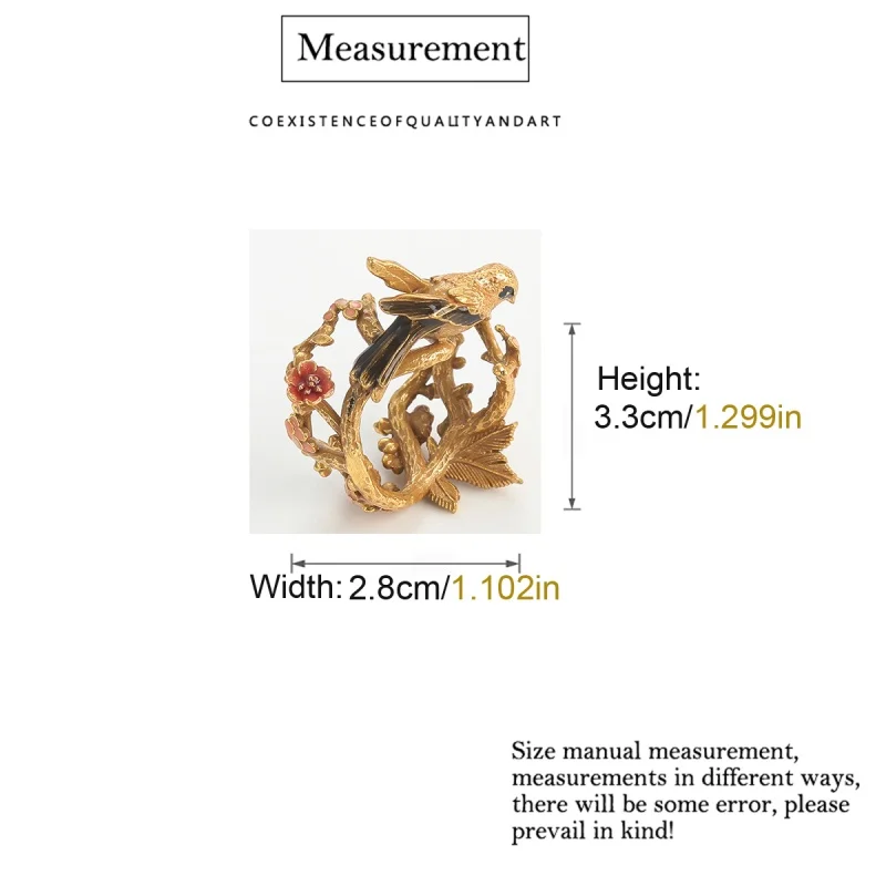 Vintage Plum Blossom Branch Bird Ring Hollow Out Adjustable Gold Color Quality Luxury Designer Gifts For Woman Accessories Party