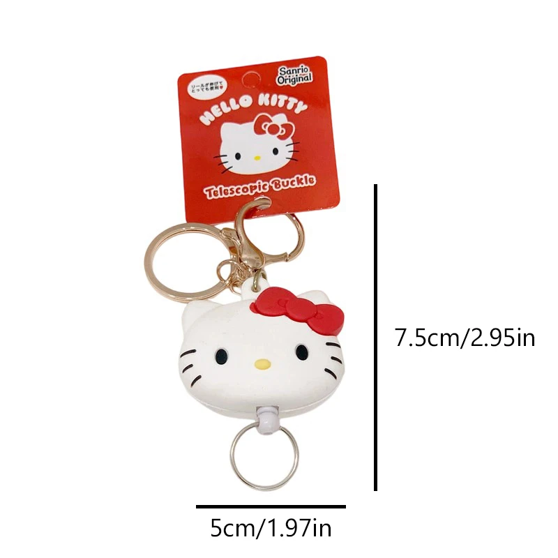 الكرتون سانريو أنيمي المفاتيح الإبداعية مرحبا كيتي كورومي قابل للسحب كيرينغ سيارة مفتاح حامل حقيبة قلادة معلقة الديكور هدية