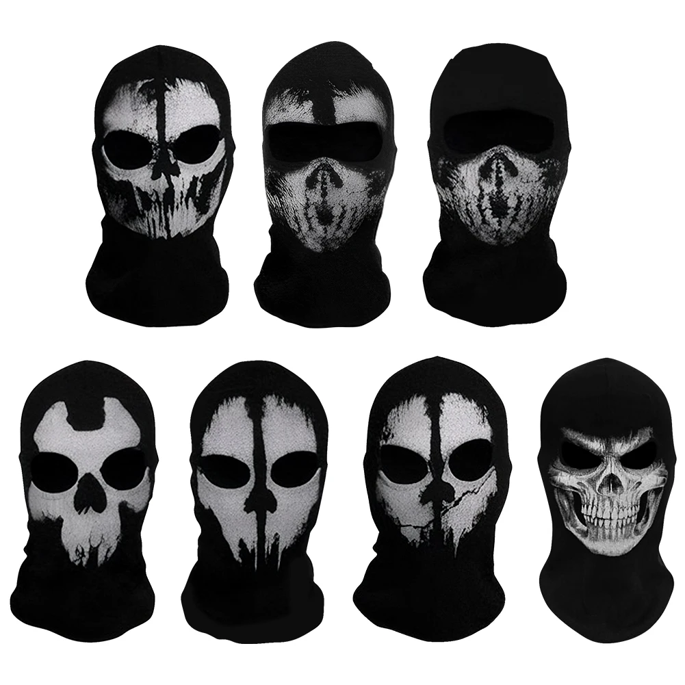 Unisex Ghosts Skull Full Face Mask Skull Ski Headwear Scarf Hood Ghost Face Mask for Cosplay Party Halloween Cycling Skateboard