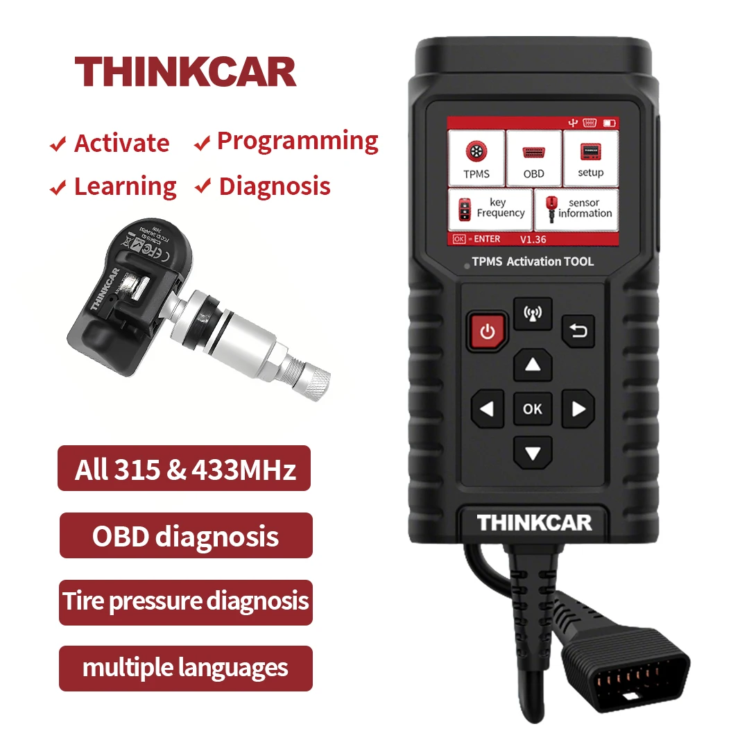 

THINKCAR T90 OBD2 TPMS Инструмент Активация 315/433 МГц Датчики Сброс давления в шинах Соответствие Программирование