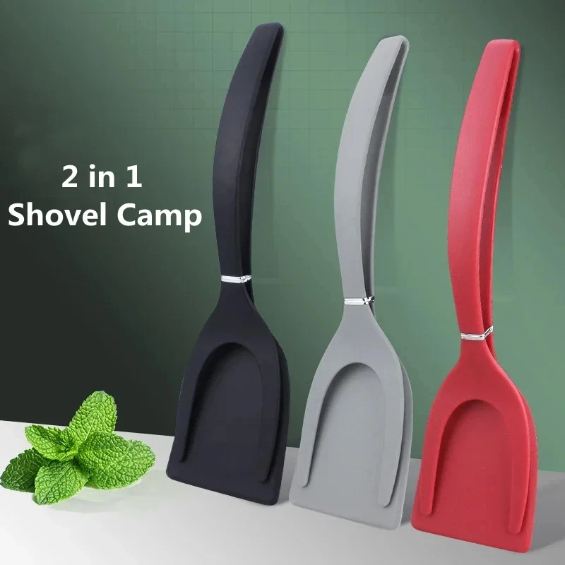 2 In 1 Nylon Grip Flip Pancake Egg Clamp Grip Omelette Spatula Tongs Clamp Pancake Fried Turners Kitchen Accessories