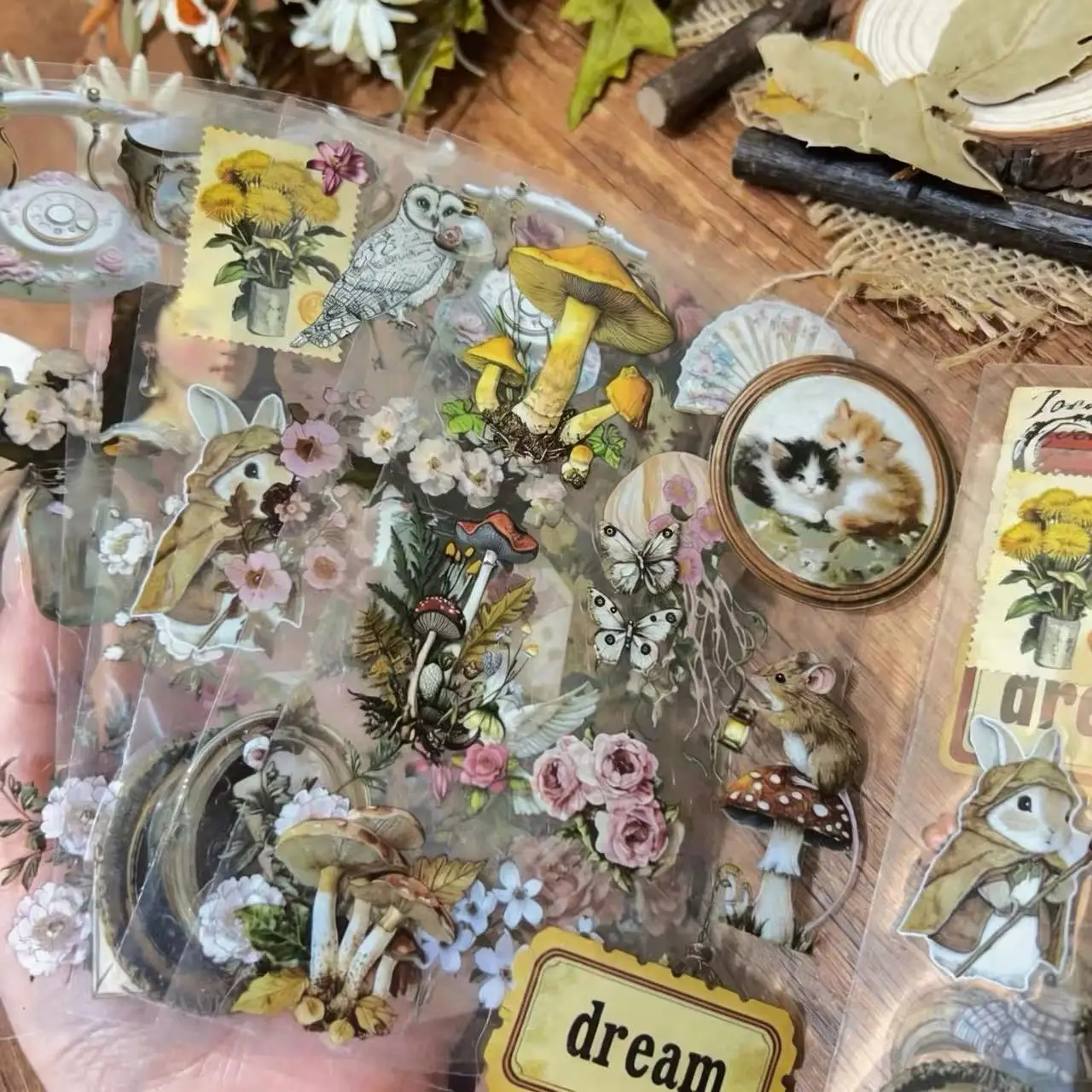 8/16/32pcs Retro Aesthetics Flowers Jungle Animals Puzzle Stickers Make Your Own Kawaii Rabbit Decals Children Jigsaw Toys