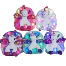 Little Girls Unicorn Fur Backpacks with LED Lights Children 3D Plush Toy Kindergarten Schoolbags Cartoon Back Pack for Girls Boy