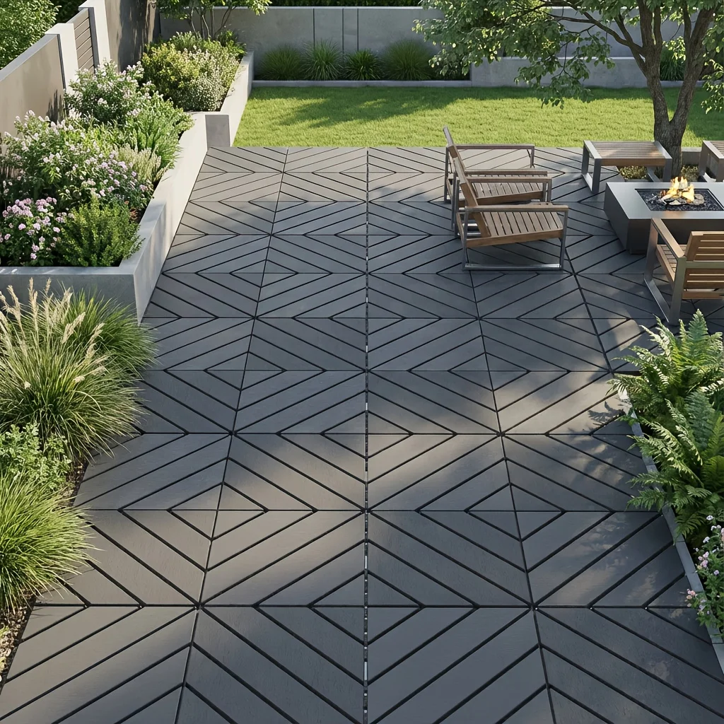 

Plastic Interlocking Deck Tiles, 44 Pack Patio Deck Tiles, 12X12 Inches Square Waterproof Outdoor All Weather Use, Patio Decking Tiles for Poolside Balcony Backyard