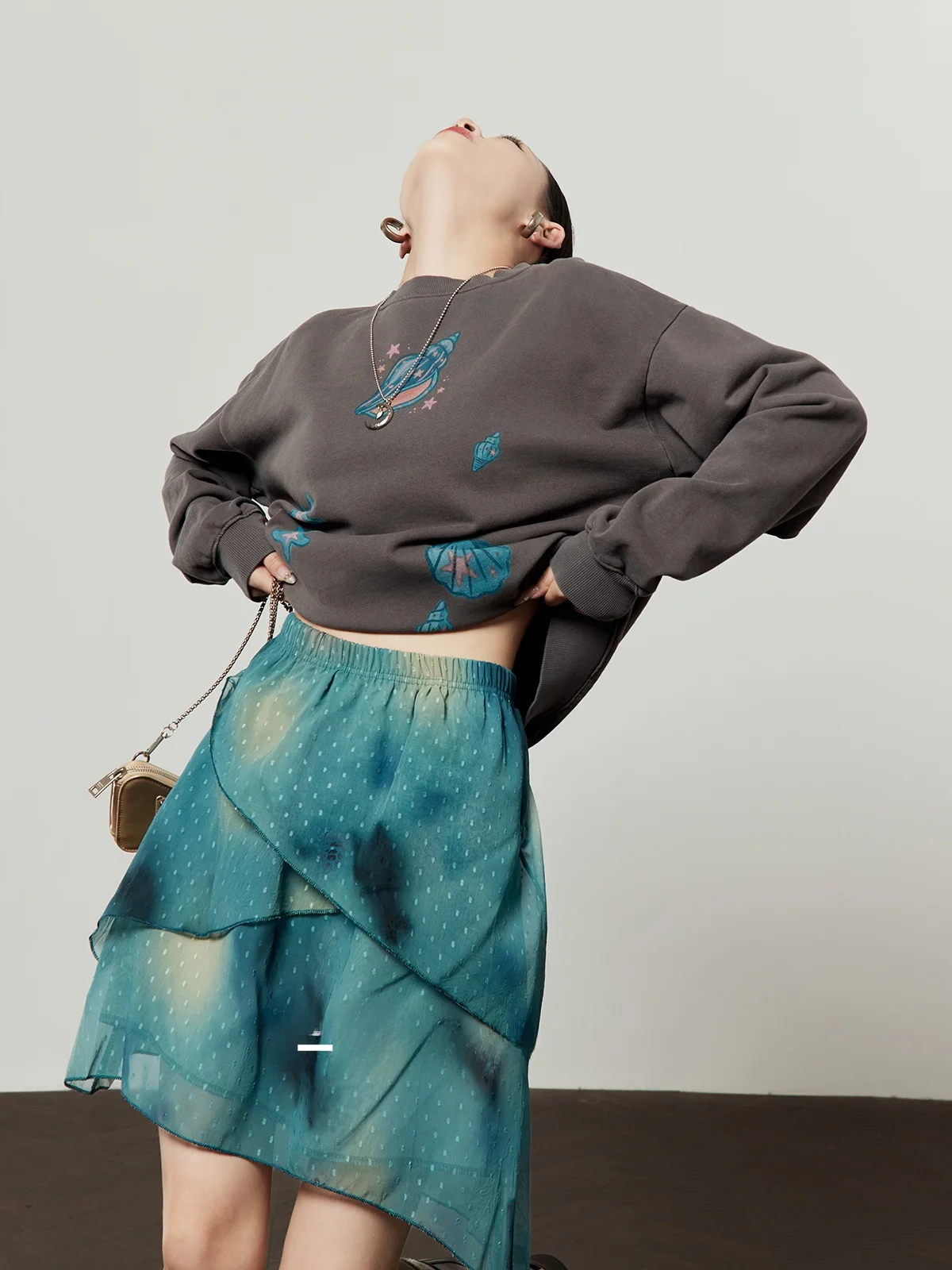 

Gray Sweatshirt Women's Loose Lazy Style Design Trendy Match All Autumn New Arrival Comfortable Long Sleeve Casual Top