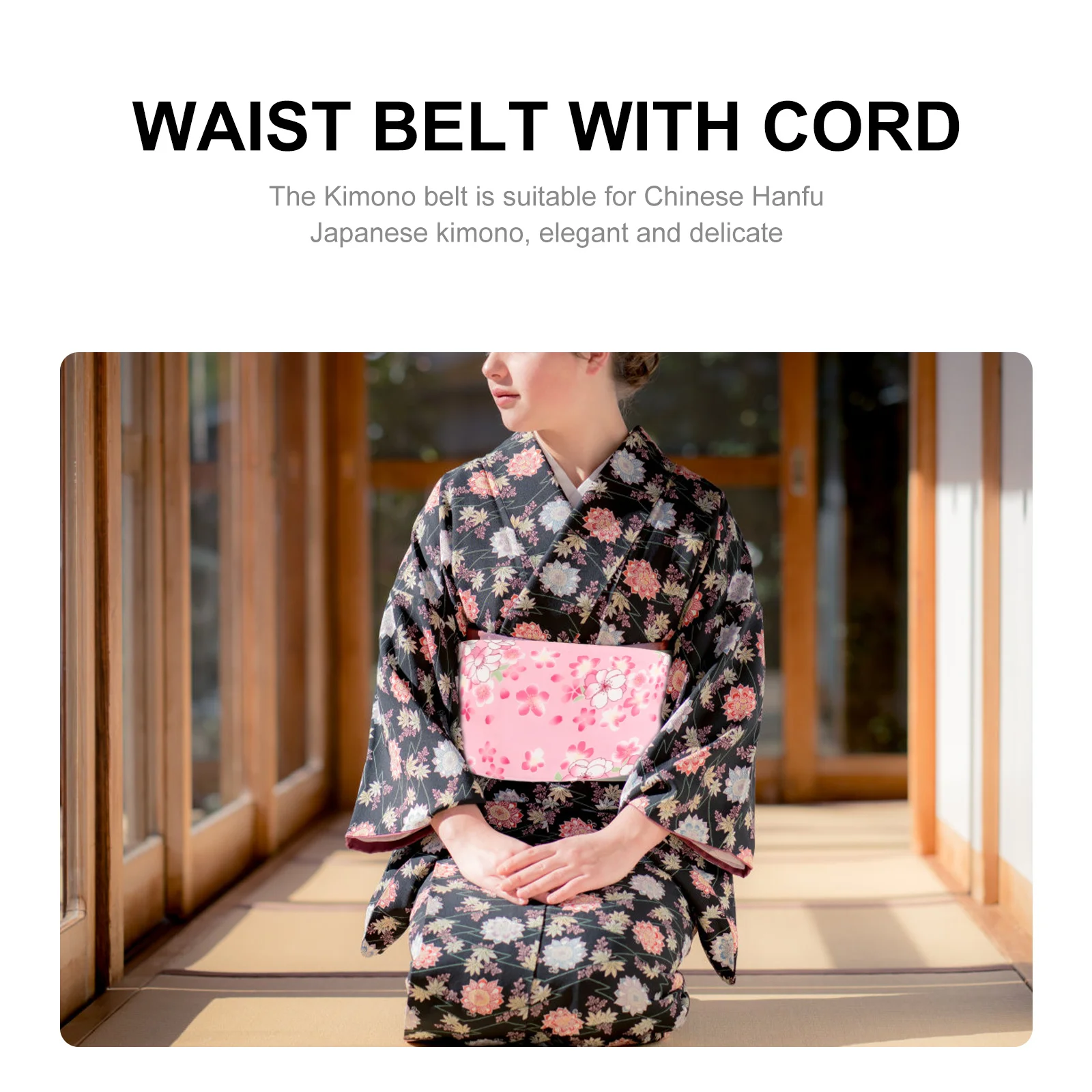 حزام يوكاتا واسع على الطراز الياباني حزام قابل للتعديل لفستان أنيق عتيق حزام خصر إكسسوار أنيق حزام خصر عريض #3